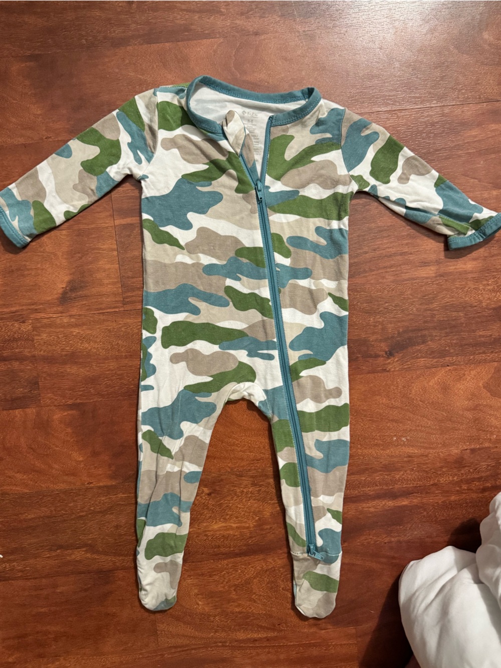 Kyte BABY Camouflage Footed One-Piece in Green, Blue, Tan, Cream